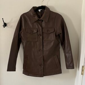 Brown “Time and Tru” jacket, size small.